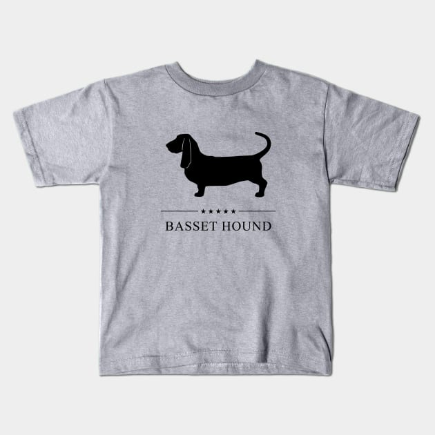 Basset Hound Black Silhouette Kids T-Shirt by millersye